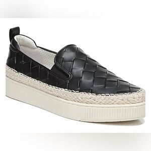 Franco Sarto Homer-3 slip-on sneakers loafers flats black weave espadrille‎ 9